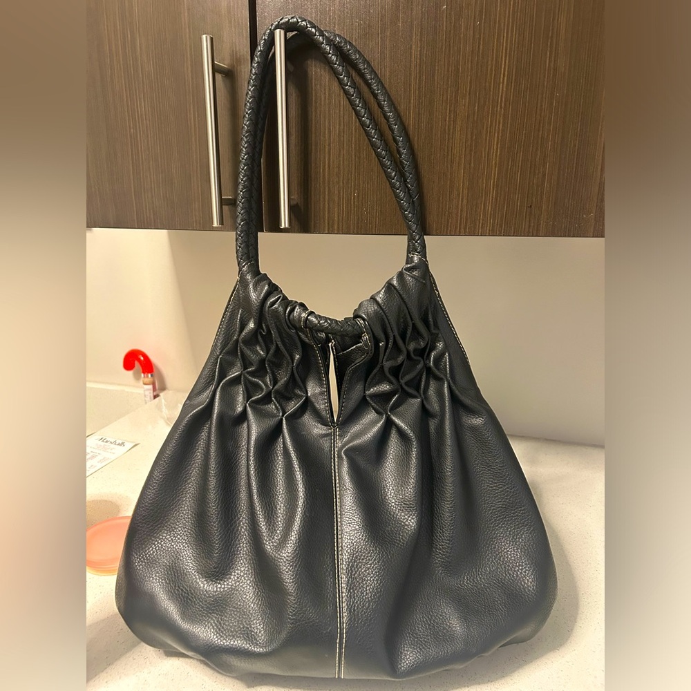 Unlisted Black Hobo Bag with Structured Design
